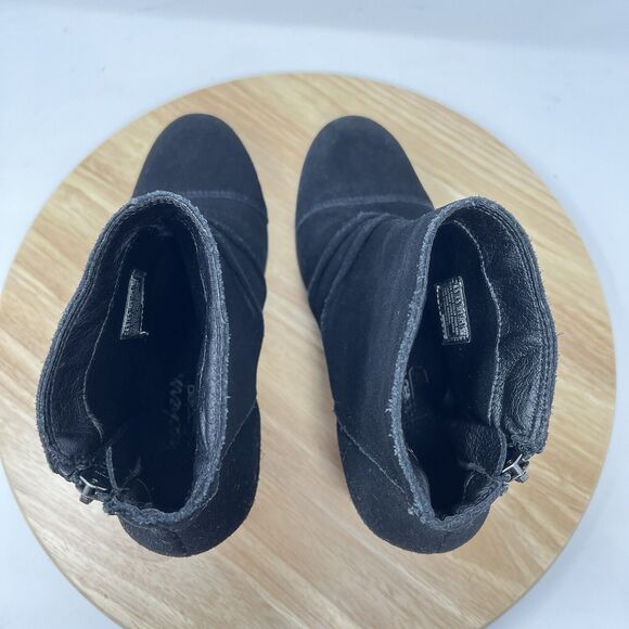 Skechers Taxi Ankle Boots Women's 8.5 Black Suede Comfort Heel Booties Cap Toe - Picture 5 of 10